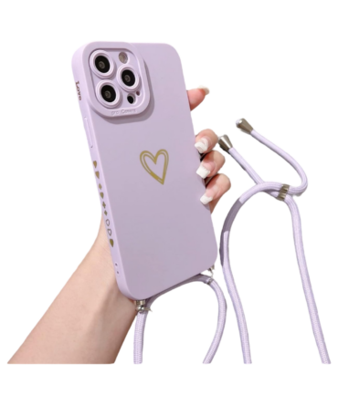 Coque + cordon et cœur doré iPhone 16 Pro